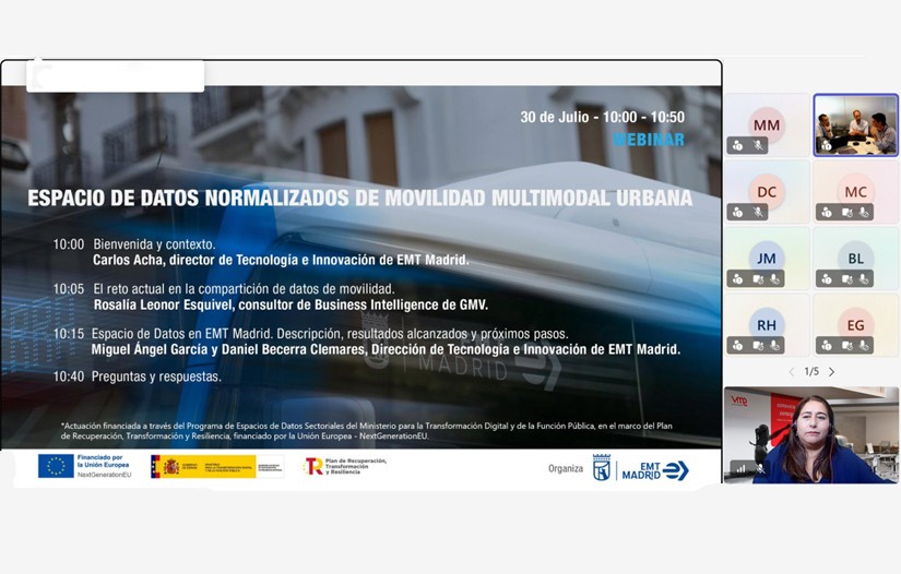 GMV, socio tecnológico de EMT Madrid, participa en el webinar sobre espacios de datos de movilidad multimodal urbana